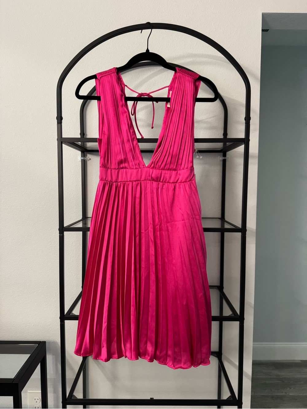 Fuchsia Plunge Pleated Slip Dress - Jessica Simpson